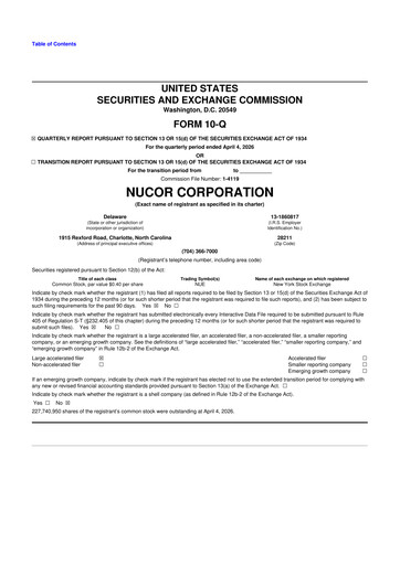 Vorschaubild Nucor
 10-Q Quartalsbericht 2026 