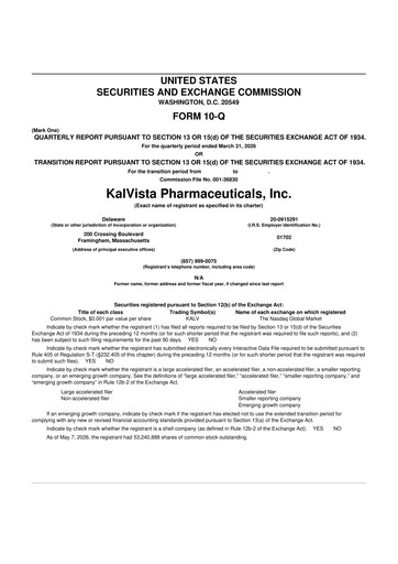 Thumbnail KalVista Pharmaceuticals 10-Q Quarterly Report FY 