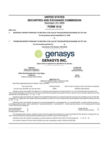 Miniature Genasys 10-Q Rapport trimestriel  