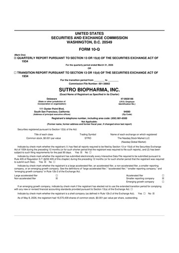 Thumbnail Sutro Biopharma 10-Q Quarterly Report FY 