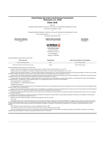 Miniature U-Haul 10-K Rapport annuel 2026