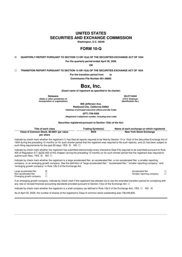 Vorschaubild Box, Inc. 10-Q Quartalsbericht 2026 