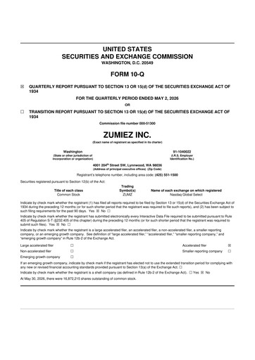 Thumbnail Zumiez 10-Q Quarterly Report FY2026 