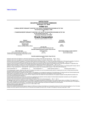 Miniature Oracle 10-K Rapport annuel 2026