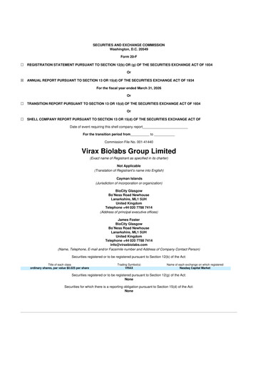 Thumbnail Virax Biolabs 20-F Annual Report 2026
