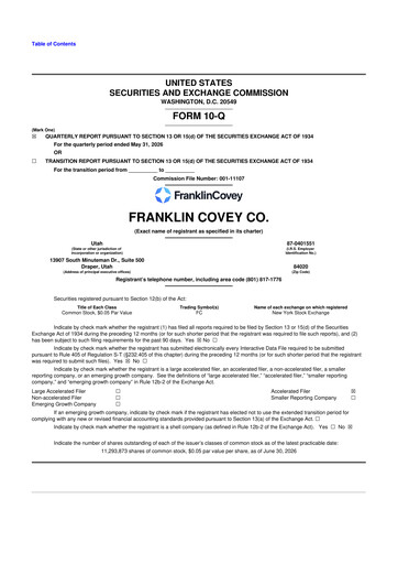 Thumbnail Franklin Covey 10-Q Quarterly Report FY2026 