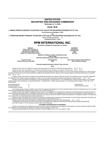 Thumbnail RPM International
 10-K Annual Report 2026