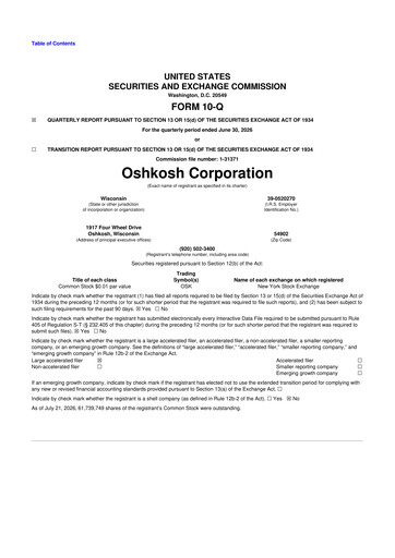 Thumbnail Oshkosh Corporation
 10-Q Quarterly Report FY2026 