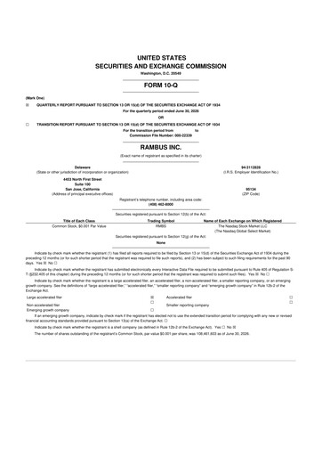 Miniature Rambus 10-Q Rapport trimestriel 2026 