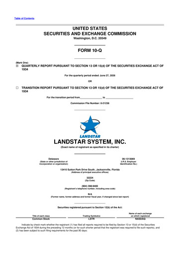 Miniature Landstar System
 10-Q Rapport trimestriel 2026 