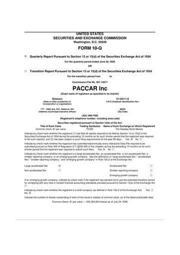 Vorschaubild Paccar 10-Q Quartalsbericht 2026 