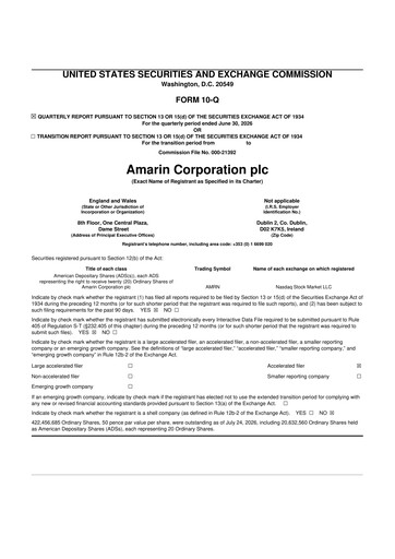 Vorschaubild Amarin Corporation
 10-Q Quartalsbericht 2026 