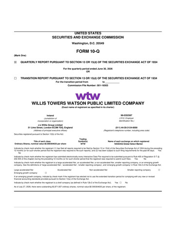 Thumbnail Willis Towers Watson  10-Q Quarterly Report FY2026 