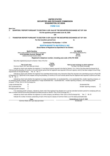 Vorschaubild Martin Marietta Materials 10-Q Quartalsbericht 2026 