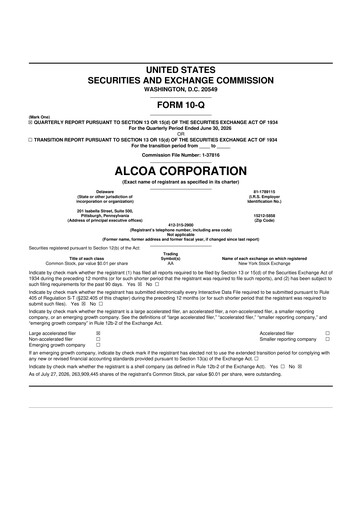 Thumbnail Alcoa 10-Q Quarterly Report FY2026 