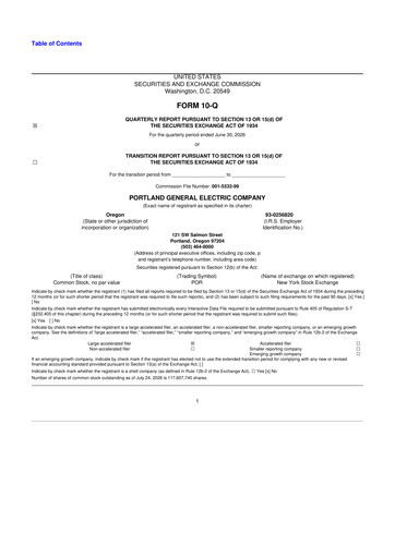 Thumbnail Portland General Electric
 10-Q Quarterly Report FY2026 