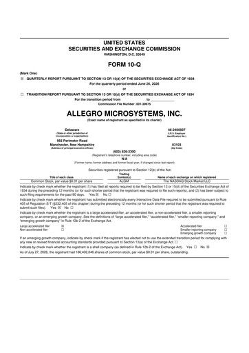 Thumbnail Allegro MicroSystems 10-Q Quarterly Report FY2027 