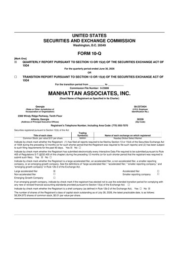Thumbnail Manhattan Associates
 10-Q Quarterly Report FY2026 