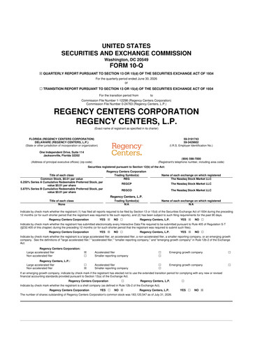 Thumbnail Regency Centers
 10-Q Quarterly Report FY2026 