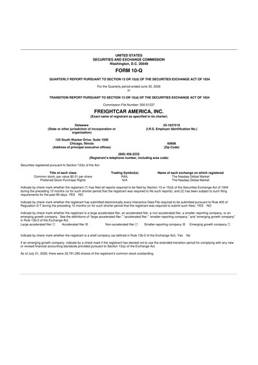 Thumbnail FreightCar America
 10-Q Quarterly Report FY2026 