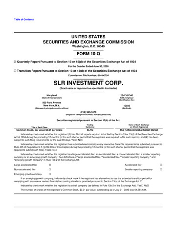 Vorschaubild SLR Investment 10-Q Quartalsbericht 2026 