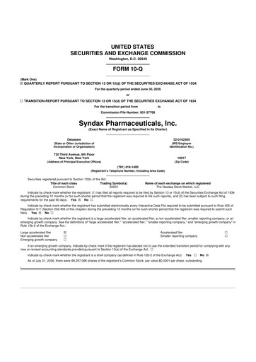 Miniature Syndax Pharmaceuticals 10-Q Rapport trimestriel 2026 