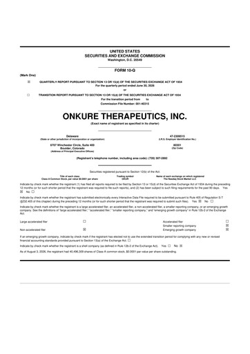Miniature OnKure Therapeutics 10-Q Rapport trimestriel 2026 