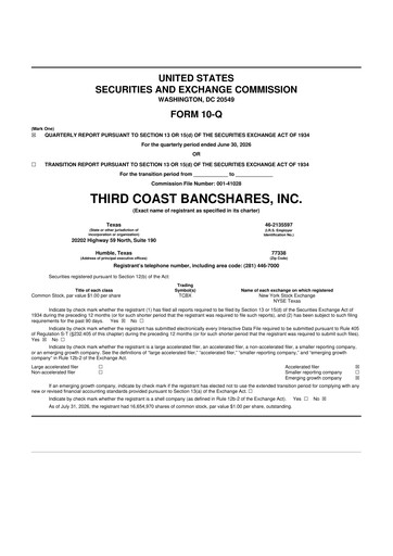 Miniature Third Coast Bancshares 10-Q Rapport trimestriel 2026 