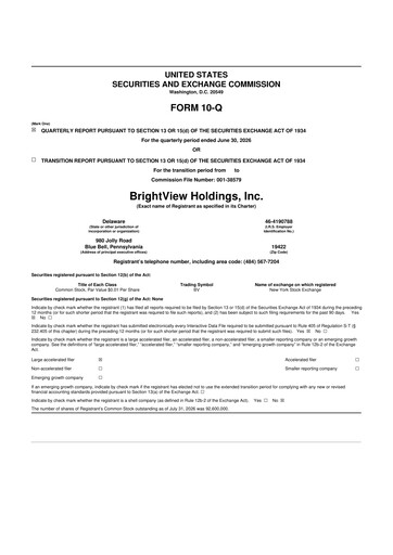 Miniature BrightView
 10-Q Rapport trimestriel 2026 