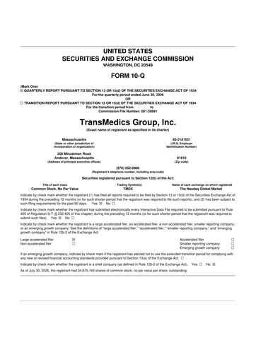 Thumbnail TransMedics Group 10-Q Quarterly Report FY2026 