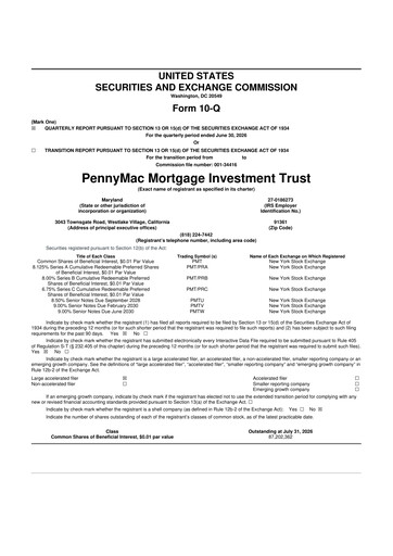 Vorschaubild PennyMac Mortgage Investment Trust 10-Q Quartalsbericht 2026 