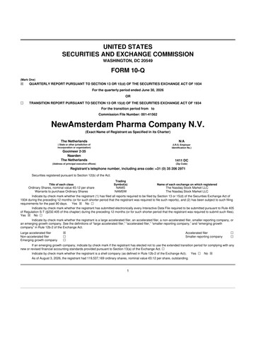 Vorschaubild NewAmsterdam Pharma Company 10-Q Quartalsbericht 2026 