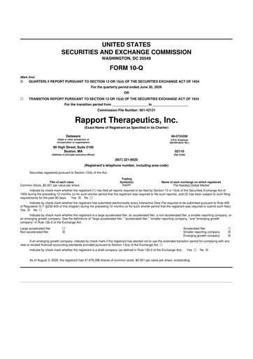 Vorschaubild Rapport Therapeutics 10-Q Quartalsbericht 2026 