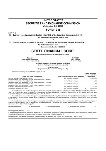 Thumbnail Stifel
 10-Q Quarterly Report FY2026 