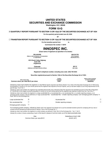 Miniature Innospec 10-Q Rapport trimestriel 2026 