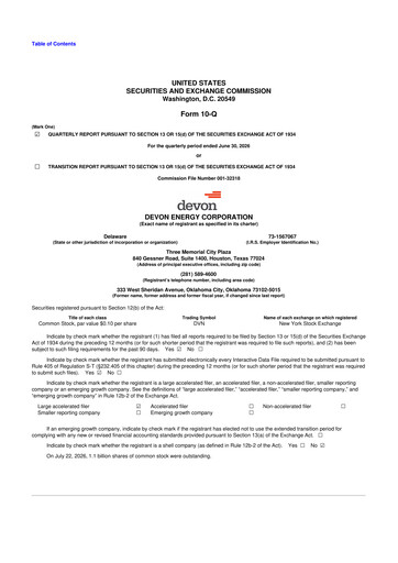 Miniature Devon Energy
 10-Q Rapport trimestriel 2026 