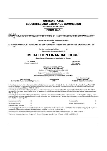 Thumbnail Medallion Financial Corp. 10-Q Quarterly Report FY2026 