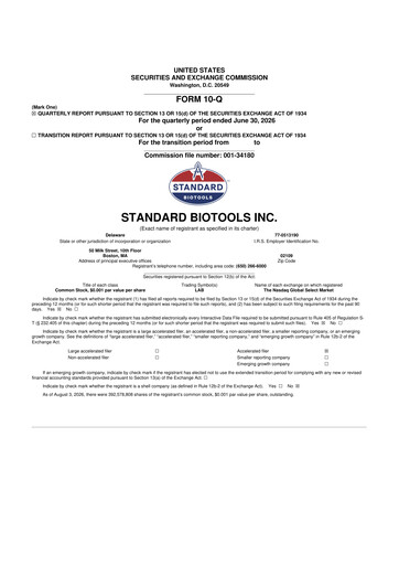 Thumbnail Standard BioTools 10-Q Quarterly Report FY2026 