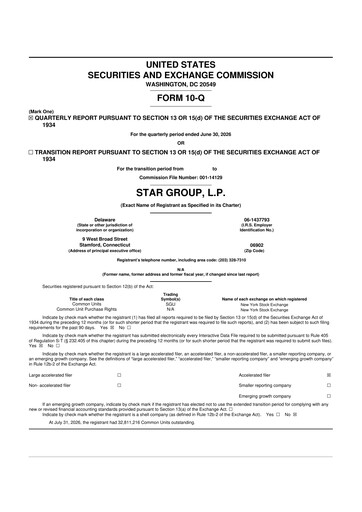 Thumbnail Star Group 10-Q Quarterly Report FY2026 