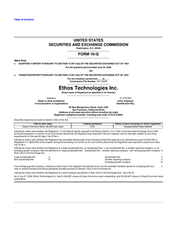 Miniature Ethos Technologies 10-Q Rapport trimestriel 2026 