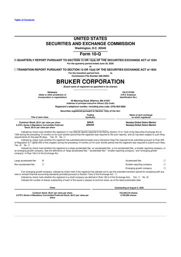 Thumbnail Bruker 10-Q Quarterly Report FY2026 