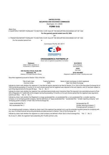Miniature CrossAmerica Partners 10-Q Rapport trimestriel 2026 
