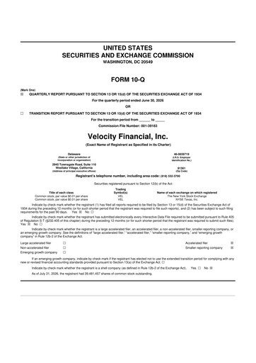Vorschaubild Velocity Financial 10-Q Quartalsbericht 2026 