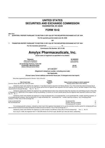 Thumbnail Amylyx Pharmaceuticals 10-Q Quarterly Report FY2026 