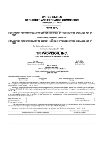 Thumbnail TripAdvisor 10-Q Quarterly Report FY2026 