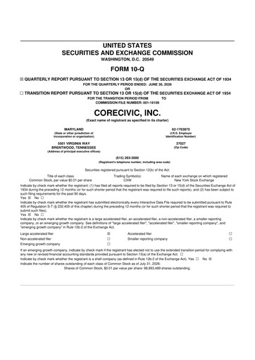 Thumbnail CoreCivic 10-Q Quarterly Report FY2026 
