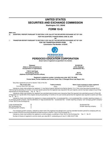 Thumbnail Perdoceo Education 10-Q Quarterly Report FY2026 