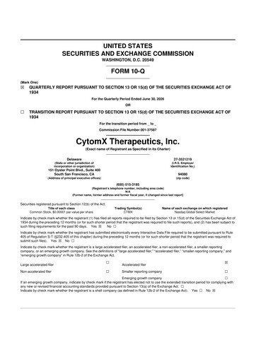 Vorschaubild CytomX Therapeutics
 10-Q Quartalsbericht 2026 