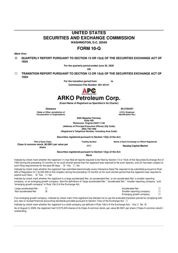 Vorschaubild ARKO Petroleum 10-Q Quartalsbericht 2026 