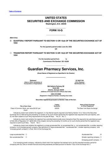 Miniature Guardian Pharmacy Services 10-Q Rapport trimestriel 2026 